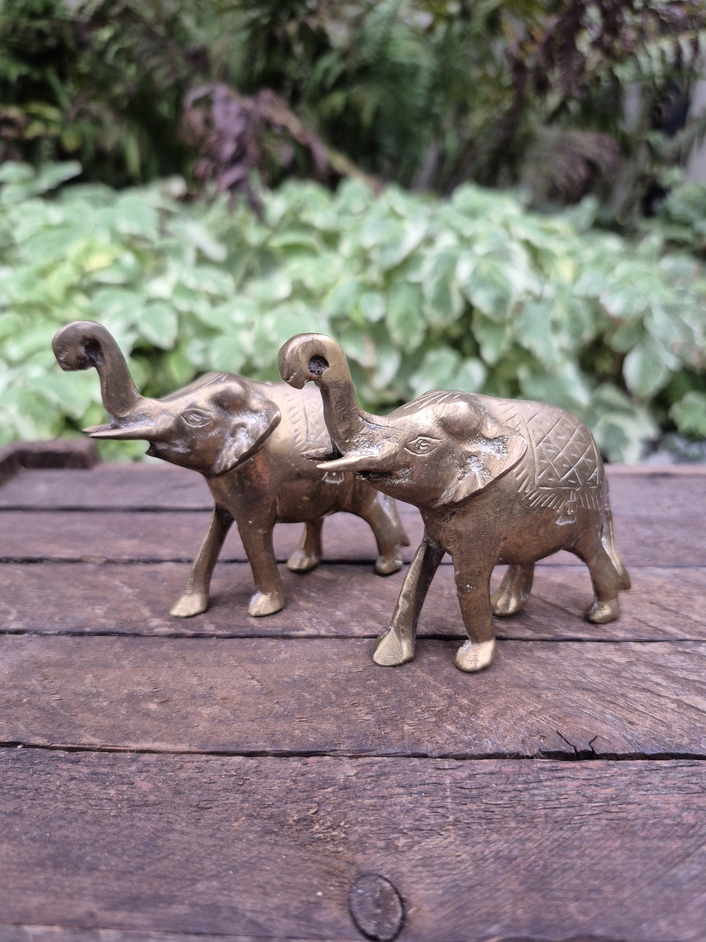 VTG Brass Elephant Figurines Pair Boho Home Decor
